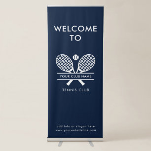 Your Club Name Tennis Team Navy Blue Retractable Banner