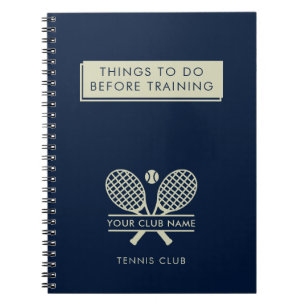 Your Club Name Tennis Team Players Navy Blue Notebook