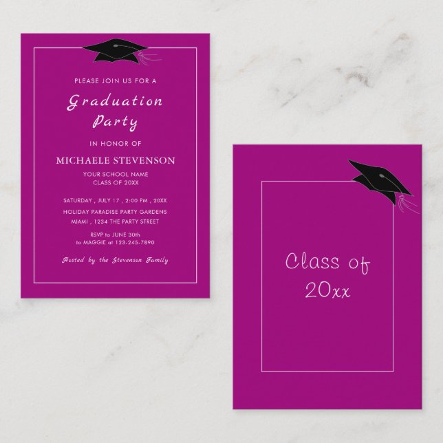 Your Colour and Font Graduation Invitation Templat (Front/Back)