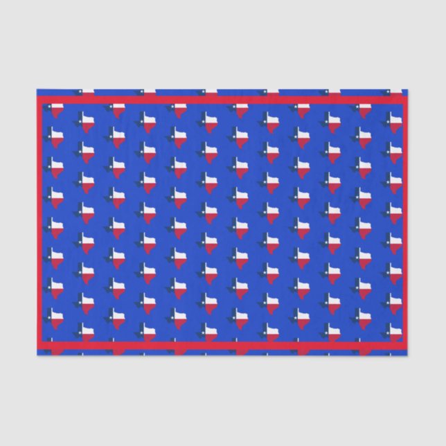 Your Colour/Border Texas State Flag Blue & Red Tissue Paper (Front)
