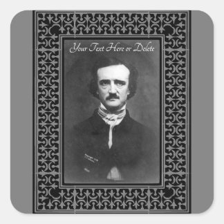 Your Colour/Text Edgar Allen Poe Vintage Border Square Sticker