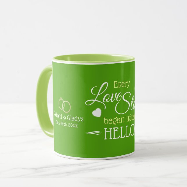 Your Colour Theme / Wedding Date / Couple Name Mug (Front Left)