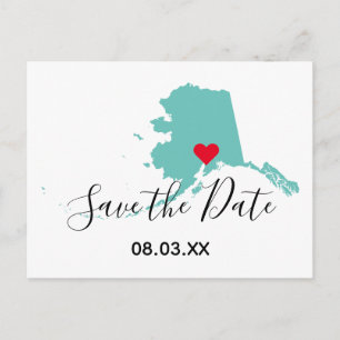 Your Colours Alaska Map Shape Save the Date Announcement Postcard