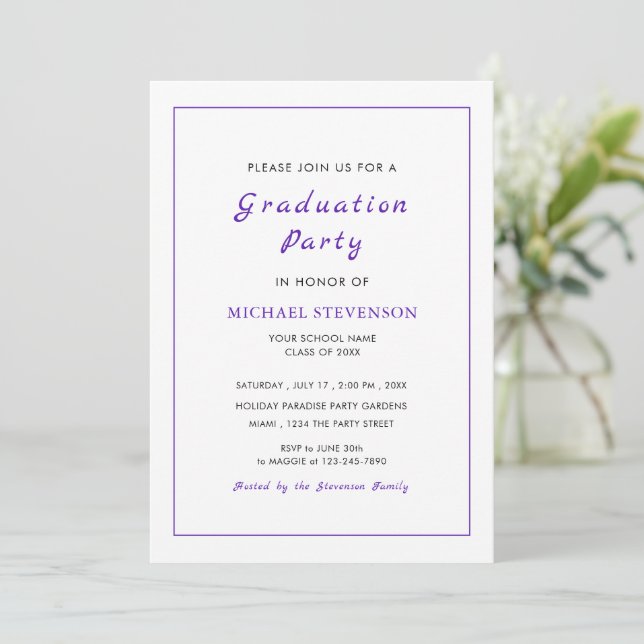Your Colours and Font Graduation Party Invitation (Standing Front)