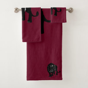 Your Colours Bath Towels with Lion - Bordeaux