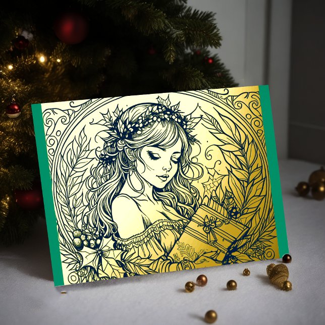Your Colours Christmas Woman Foil Holiday Card (Creator Uploaded)
