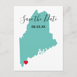 Your Colours Maine Map Shape Save the Date Announcement Postcard