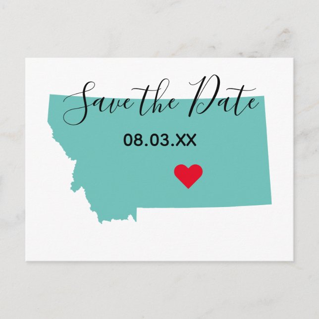 Your Colours Montana Map Shape Save the Date Announcement Postcard (Front)