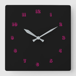 Your Colours Numbers Font Text Personalised  Square Wall Clock