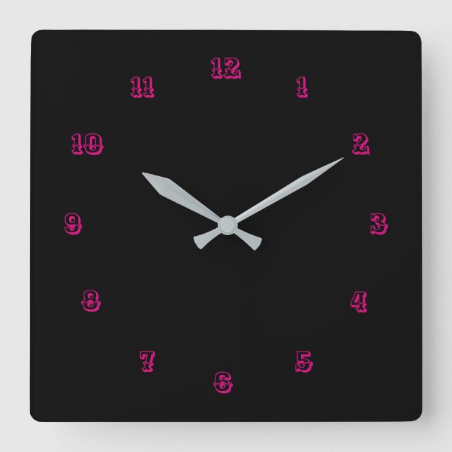 Your Colours Numbers Font Text Personalised  Square Wall Clock (Front)