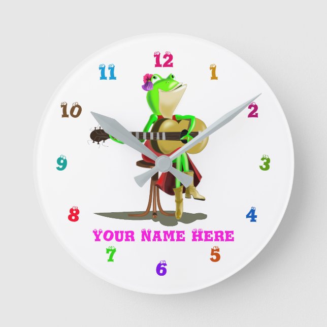 Your Colours ,Text and Font Clock - Frog Guitarist (Front)
