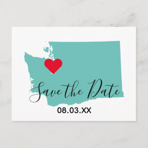 Your Colours Washington Map Shape Save the Date Announcement Postcard
