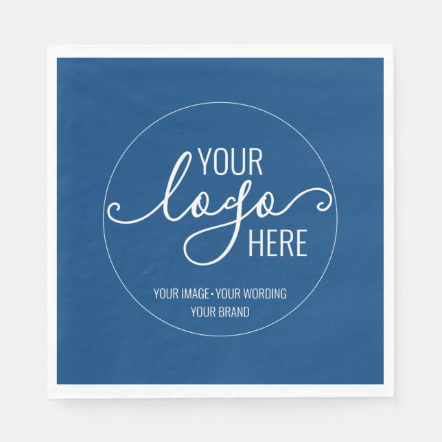 Your Company Business Logo Branding Chic Navy Blue Napkin (Front)