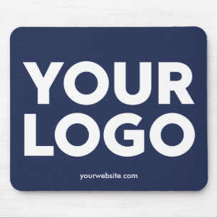 Your Company Logo and Business Website Navy Blue Mouse Mat