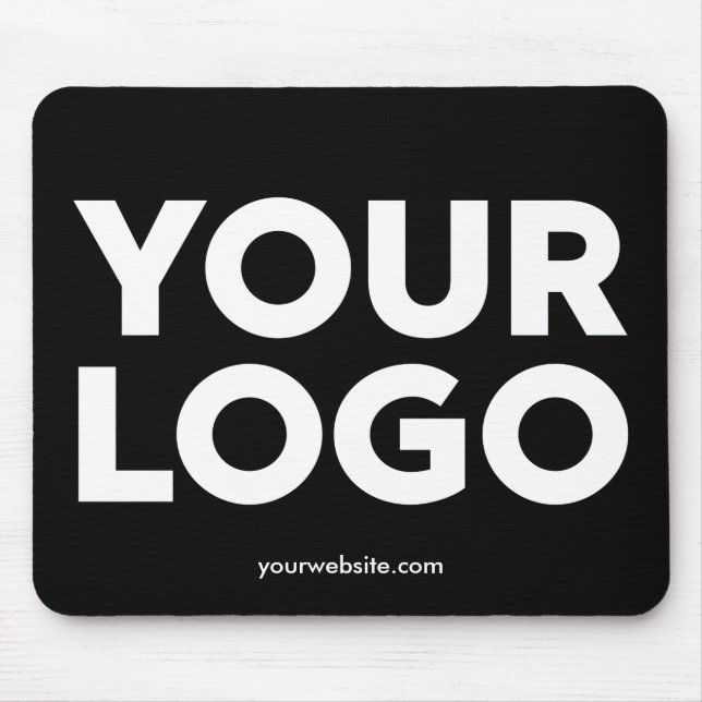 Your Company Logo and Business Website on Black Mouse Mat (Front)