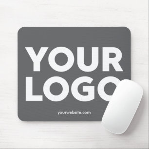 Your Company Logo and Business Website on Grey Mouse Mat