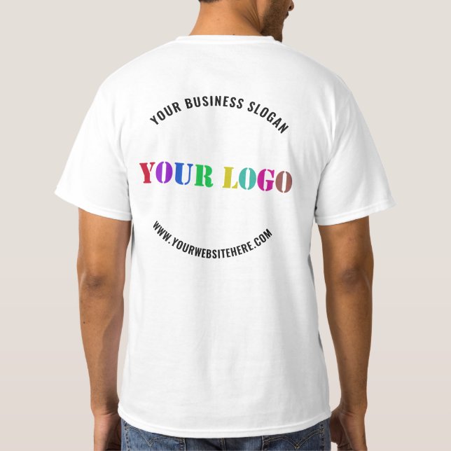 Your Company Logo and Custom Text Business T-Shirt (Back)