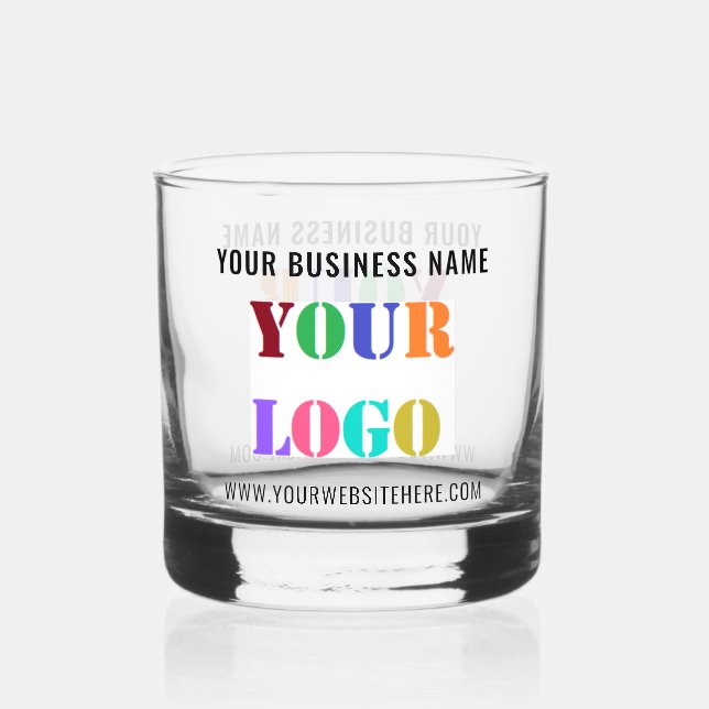 Your Company Logo and Custom Text Business Whiskey Glass (Front)
