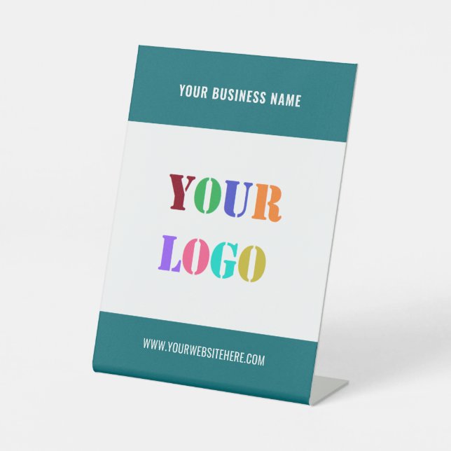 Your Company Logo and Custom Text Pedestal Sign (Front)