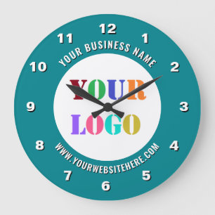 Your Company Logo and Text Branded Clock Example