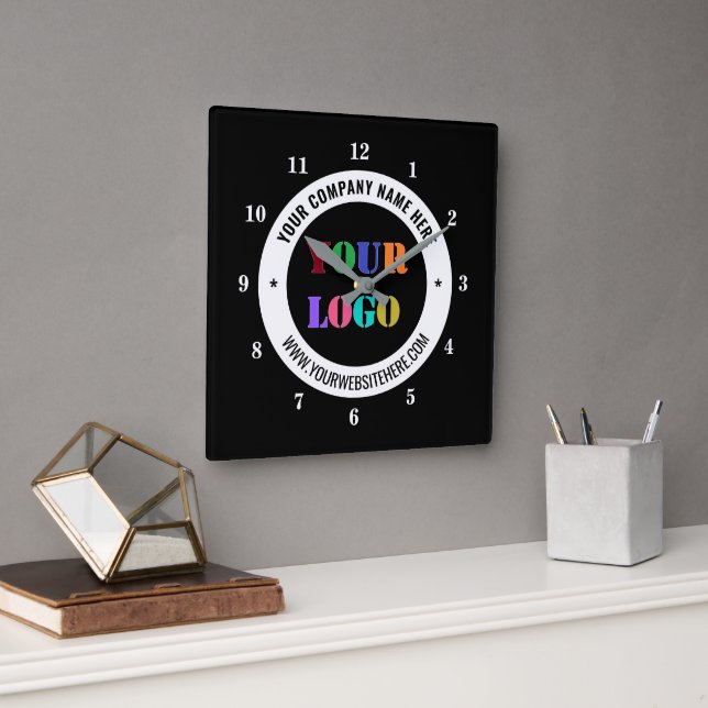 Your Company Logo and Text Business Clock Example (Office)