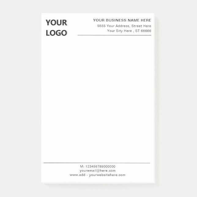 Your Company Logo and Text Business Post it Notes (Front)