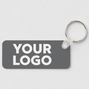Your Company Logo and Text Corporate Swag Grey Key Ring