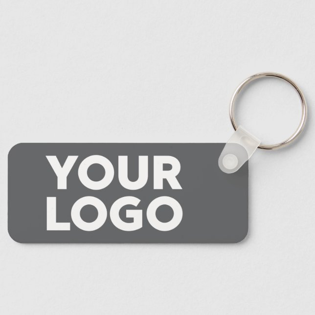 Your Company Logo and Text Corporate Swag Grey Key Ring (Front)