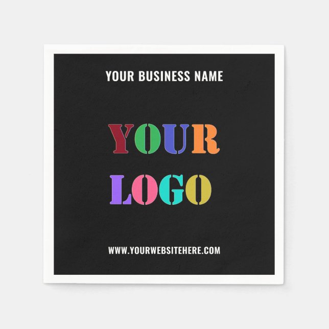 Your Company Logo and Text Napkins Choose Colour (Front)