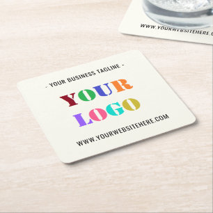 Your Company Logo and Text Paper Coaster Template