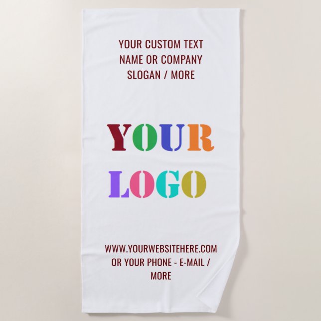 Your Company Logo and Text Promotional Beach Towel (Front)