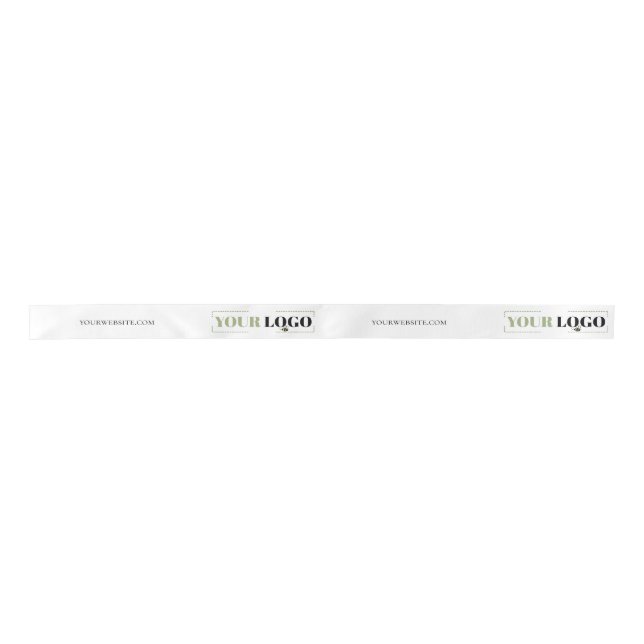 Your Company Logo and Website Custom White Satin R Satin Ribbon (Front)