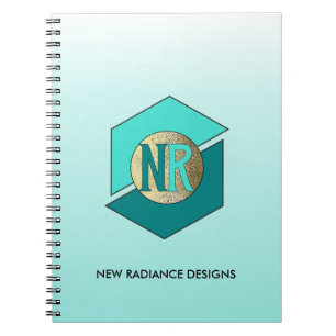 Your Company Logo Aqua Gradient Business Notebook