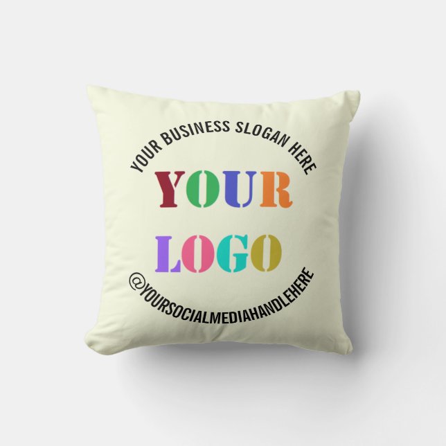 Your Company Logo Branded Throw Pillow Example (Front)