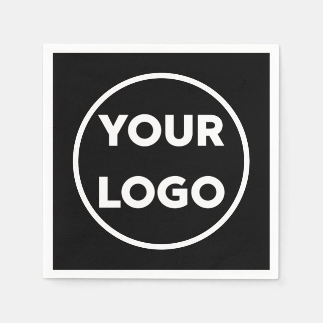 Your Company Logo Business Corporate Event Black Napkin (Front)