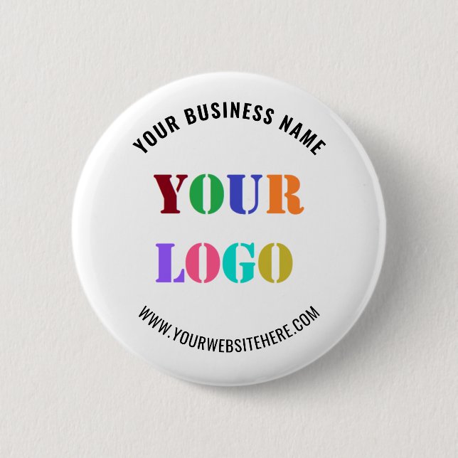 Your Company Logo Custom Text Business Button (Front)