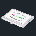 Your Company Logo Custom Text Business Card Case<br><div class="desc">Custom Colours and Fonts - Personalised Business Card Cases with Your Company Logo Name Website or Custom Text Promotional Business Gift - Add Your Logo - Image or QR Code - Photo / Name - Company / Website / Information / More - Resize and move or remove and add elements...</div>