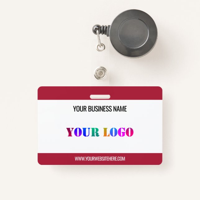 Your Company Logo Custom Text Business Name Badge ID Badge (Front with Retractable)