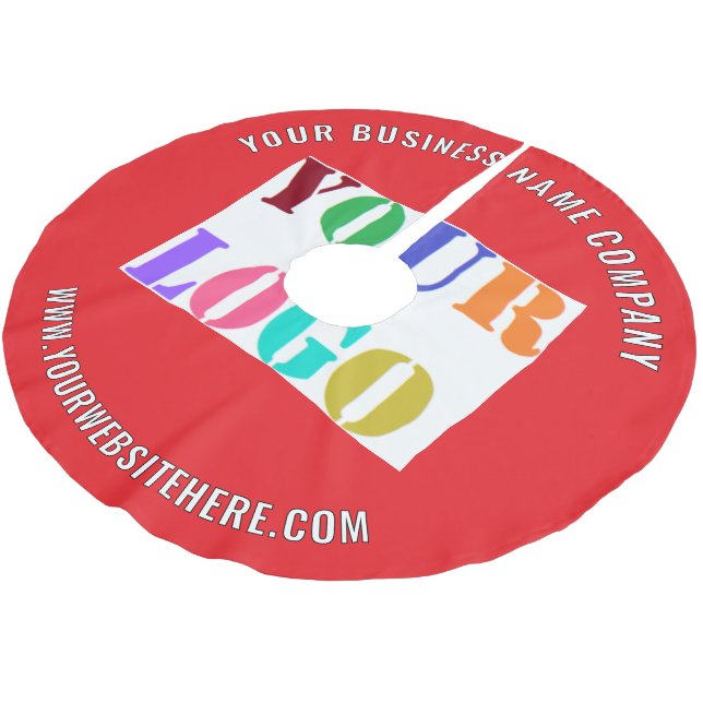 Your Company Logo Custom Text Christmas Tree Skirt (Angled)