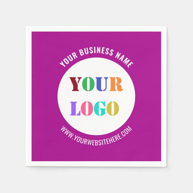 Your Company Logo Custom Text Napkins Template (Front)