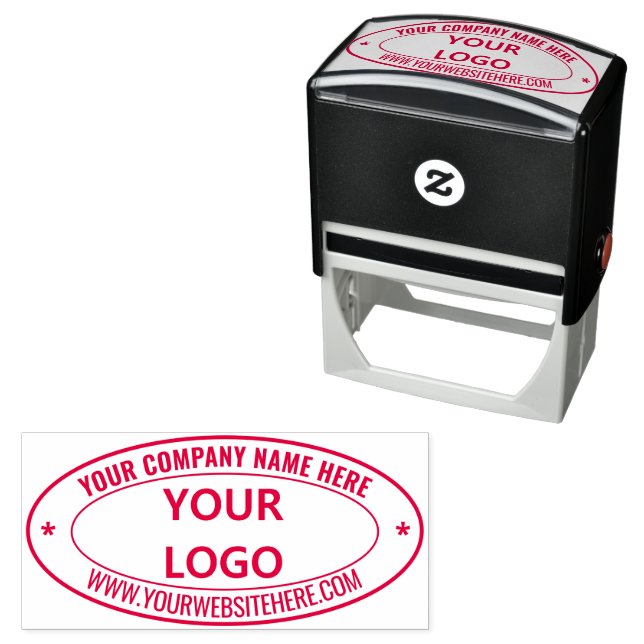 Your Company Logo Custom Text Oval Stamp Example (In Situ)