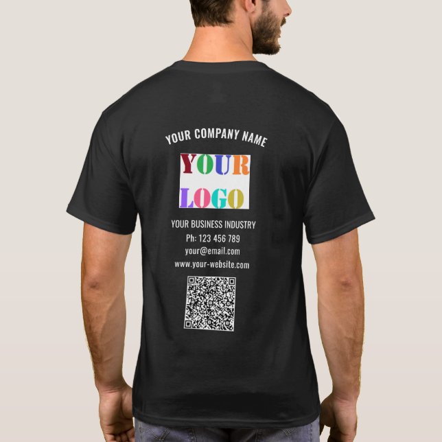 Your Company Logo Custom Text with QR Code T-Shirt (Back)