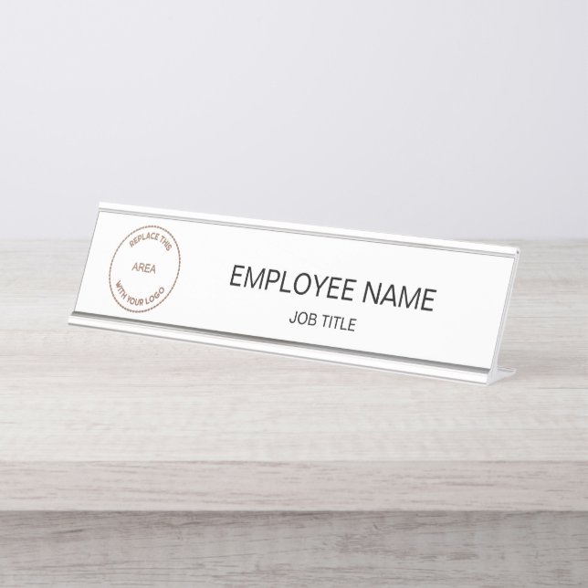 Your Company Logo Employee Name Job Title Desk Name Plate (Front)