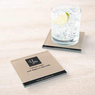 Your company logo & Handmade By Your company Name Glass Coaster