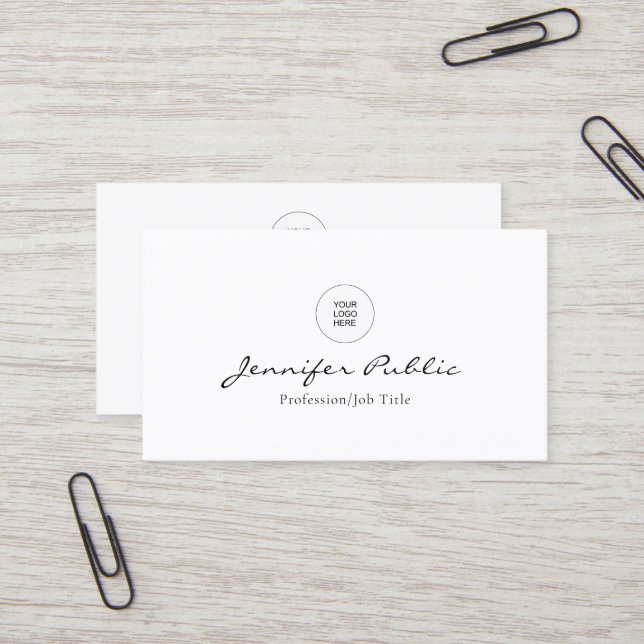 Your Company Logo Here Modern Elegant Trendy Business Card (Front/Back In Situ)