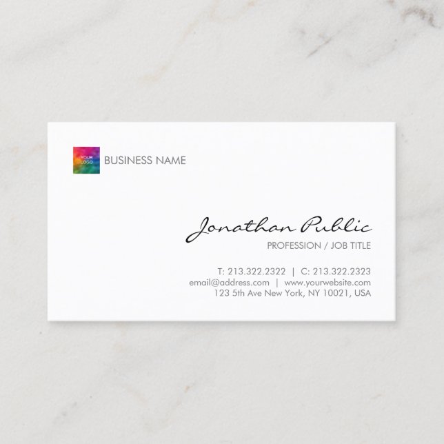 Your Company Logo Here Professional Modern Elegant Business Card (Front)
