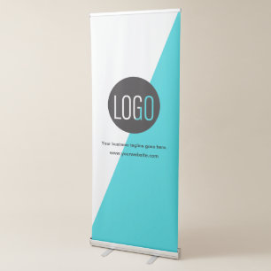 Your Company logo here Teal and white Retractable Banner