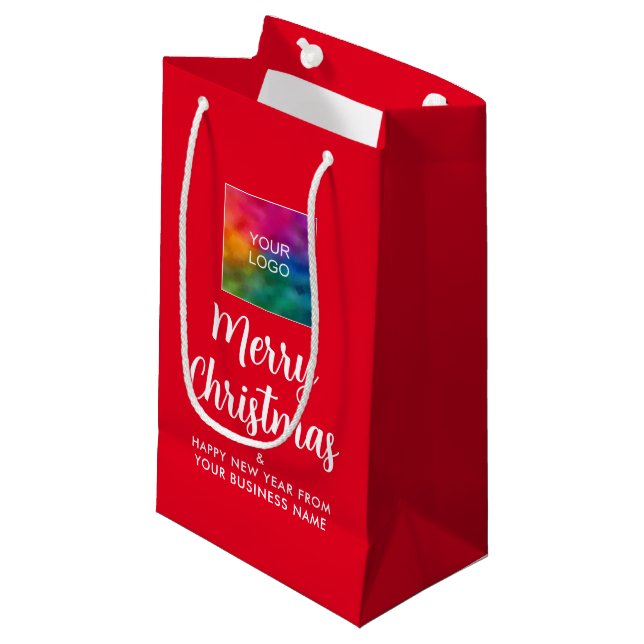 Your Company Logo Here Template Merry Christmas Small Gift Bag (Front Angled)