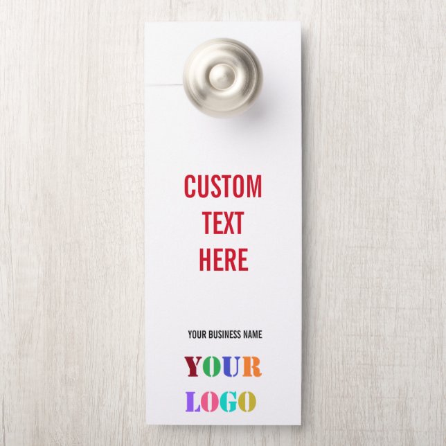 Your Company Logo Name Custom Text Door Hanger (On Knob)