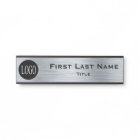 Your Company Logo Office Door Sign Faux Silver